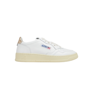 Autry Medalist Low Sneakers in White and Gold Leather 42
