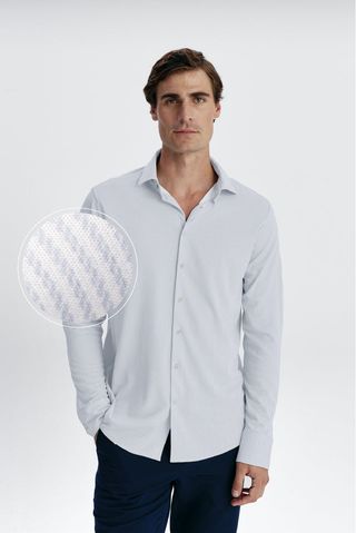 Camisa zig zag azul celeste de vestir regular hombre S