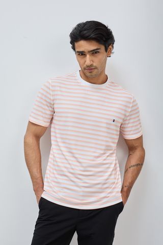 Camiseta hombre estampado rayas naranja sunset M