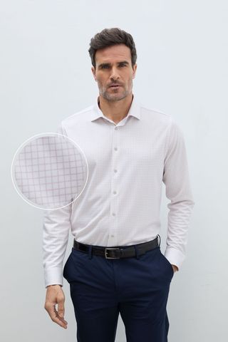 Camisa cuadros rosa de vestir regular hombre S