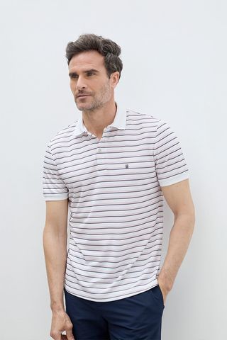 Polo rib rayas rosa manga corta hombre L