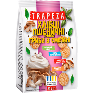 Міні-хлібці Trapeza пшеничні зі смаком Білі гриби в сметані 90 г