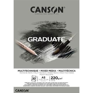Bloc A5 Canson Graduate Mix Media Fino 220g Gris