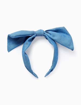 Bandolete Revestida de Ganga com Laço para Bebé e Menina - Azul