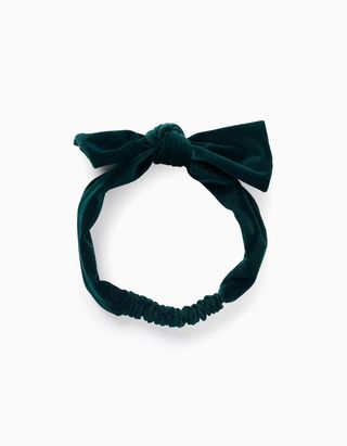 Scrunchie com Laço de Veludo para Bebé e Menina - Verde Escuro