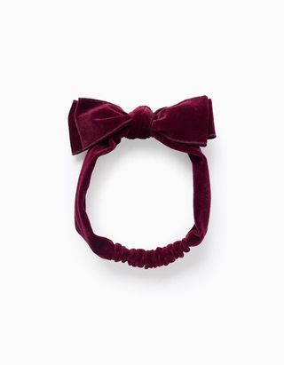 Pack 2 Ganchos com Laço de Veludo para Bebé e Menina - Bordô