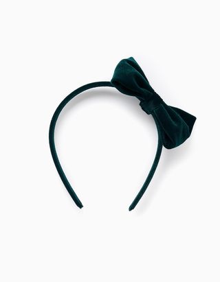 Bandolete com Laço de Veludo para Bebé e Menina - Verde Escuro