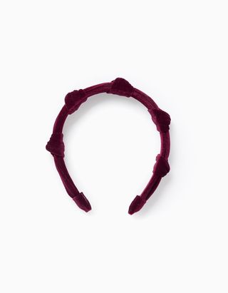 Bandolete Revestida de Veludo com Nós para Bebé e Menina - Bordô