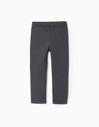 Leggings Cardadas com Cintura Ajustável para Menina - Tamanho 3/4 Cinza Escuro