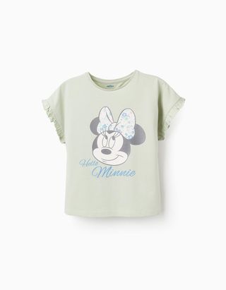 T-shirt de Algodão com Folhos para Menina 'Minnie' - Tamanho 7/8