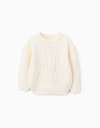 Camisola de Malha Grossa com Ombros Descaídos para Menina - Tamanho 3/4