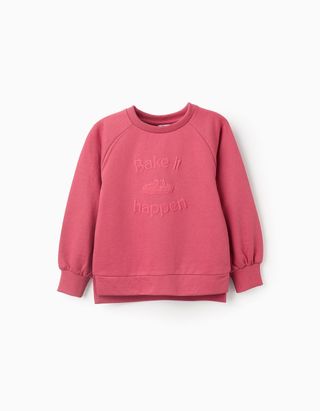 Sweat com Estampado em Relevo para Menina 'Bake it' - Tamanho 3/4 Rosa