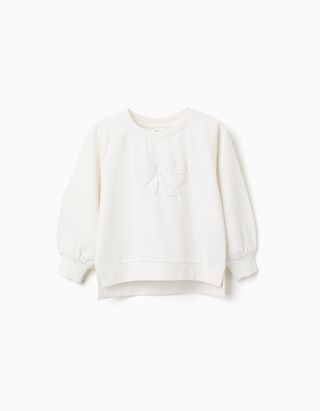 Sweat com Laço Estampado para Menina - Tamanho 8/9 Branco