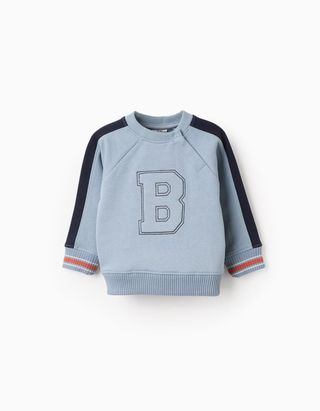 Sweat de Algodão com Mangas Raglan para Bebé Menino 'B' - Tamanho 18/24M