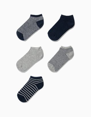 Pack 5 Pares de Meias Curtas Lisas/Riscas para Menino - Tamanho 31/34