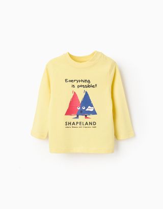 T-shirt de Manga Comprida em Algodão para Bebé Menino 'What' - Tamanho 18/24M Amarelo