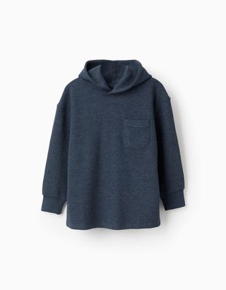 Sweat com Capuz e Textura Waffle para Menino - Tamanho 7/8