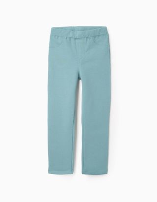 Jeggings Cardadas com Cintura Ajustável para Menina - Tamanho 8/9 Verde Água