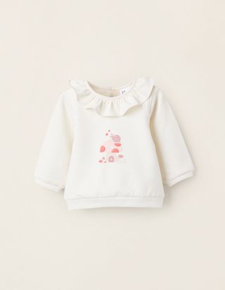 Sweat Cardada com Folhos para Recém-Nascida 'Cogumelos' - Tamanho 9/12M