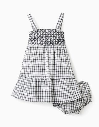 Vestido + Tapa-Fraldas com Padrão Vichy para Bebé Menina - Tamanho 24/36M
