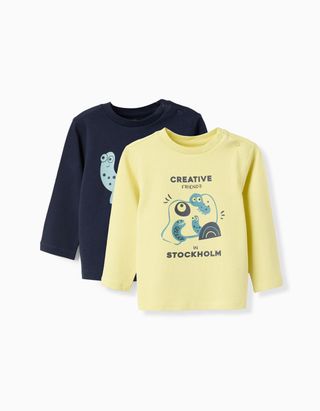 Pack 2 T-shirts de Manga Comprida para Bebé Menino 'Caracol' - Tamanho 6/9M