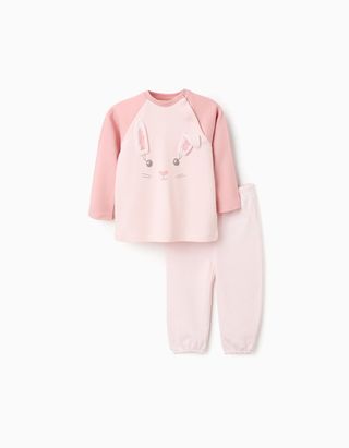 Pijama de Algodão com Orelhinhas para Bebé Menina - Tamanho 12/18M