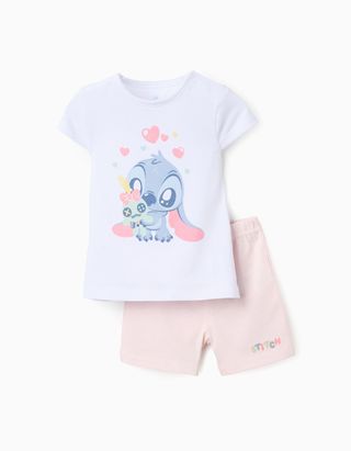 Pijama de Algodão para Bebé Menina 'Stitch' - Tamanho 12/18M