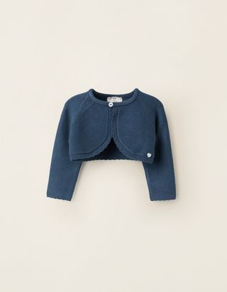 Bolero de Malha com Botão para Recém-Nascida - Tamanho 3/6M