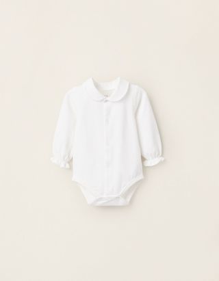 Body-Camisa em Jersey com Folhos para Recém-Nascida - Tamanho 1/3M