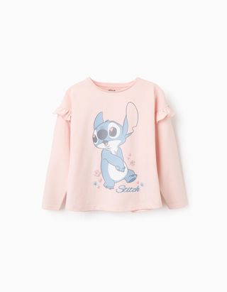 T-shirt de Manga Comprida em Algodão para Menina 'Stitch' - Tamanho 11/12