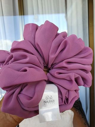 Naurei Luxe Chiffon Scrunchies: Dusty Purple (Mauve Violet)