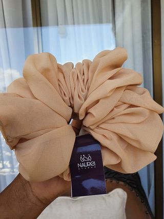 Naurei Luxe Chiffon Scrunchies: Peachy Nude (Soft Apricot)