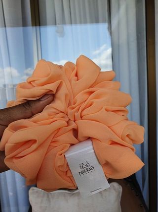 Naurei Luxe Chiffon Scrunchies: Soft Orange (Pastel Coral)