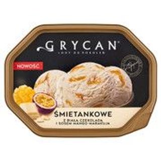 Grycan Lody śmietankowe z białą czekoladą i sosem mango-marakuja 900 ml