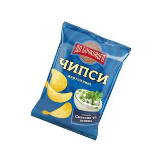 Чипси картоплянi «До Бочкового» зі смаком сметани із зеленню, 100г
