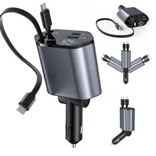 Chargeur de Voiture Rétractable 4 en 1 Amélioré