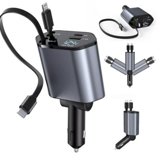 Chargeur de Voiture Rétractable 4 en 1 Amélioré