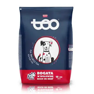 TEO dry dog food rich in beef 15kg