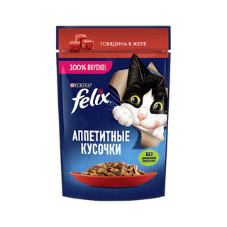 Aliment pentru pisici Felix cu carne de vită 75gr