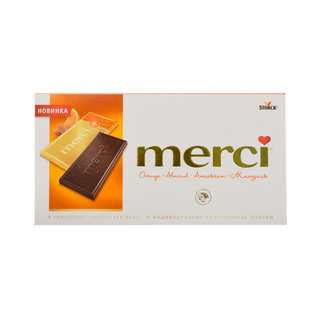 ШОКОЛАД MERCI АПЕЛЬСИН МИНДАЛЬ 100ГР- 5265