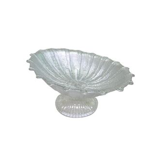 BOL EN VERRE 0317048 OVAL A PIED ARINNA ARGENTE 21CM