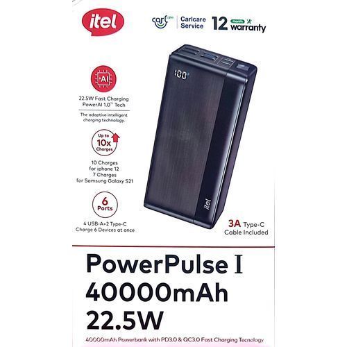 Itel Powerpulse I – 40000mah Power Bank | 22.5w Fast Charge
