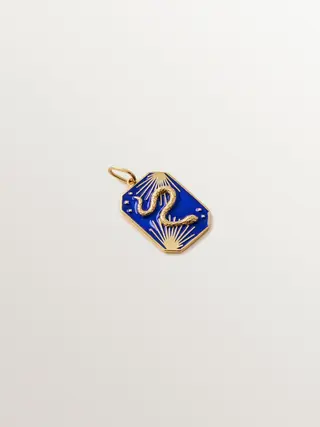 Charm de plata 925 bañada en oro de 18K y esmalte azul con motivo de serpiente