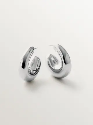 Pendientes gruesos de aro medianos de plata 925 bañada en oro de 18K