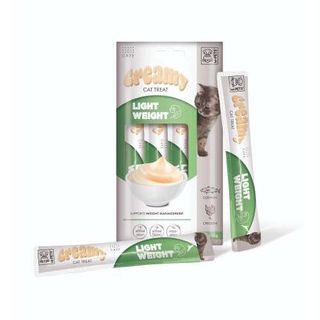 M-PETS - CREAMY კატის ფუნქციური სასუსნავი კრემი, ჭარბი წონისთვის-ვირთევზა&ქათამი - 60გ/4ც
