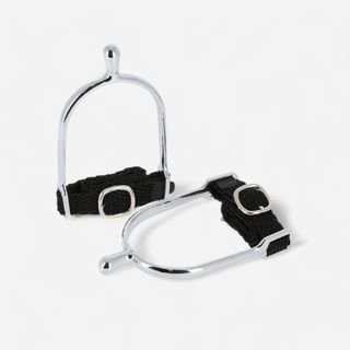 Espuelas equitación fouganza mujer punta redonda + correas 20 mm.Talla Única Gris