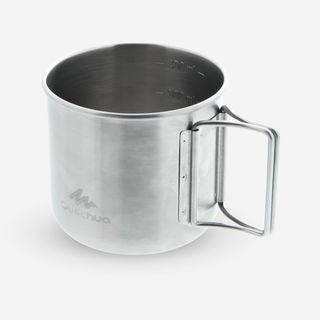 Taza de camping trekking senderismo acero inoxidable 0,4 Litros Quechua MH150.Talla única Gris