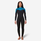 Neopreno surf Mujer agua fría 4/3mm cremallera espalda 500 negro/verde.S Negro