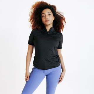Polo Equitación Héritage Mujer Negro Manga Corta.2XL Negro