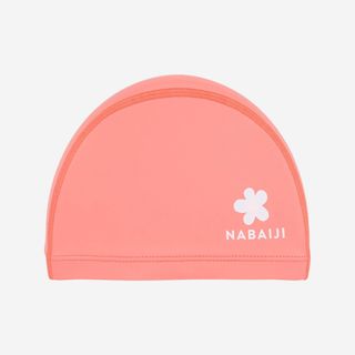 Gorro de Natación tela niños revestido silicona Rosa estampado flor.S 53 56cm Naranja